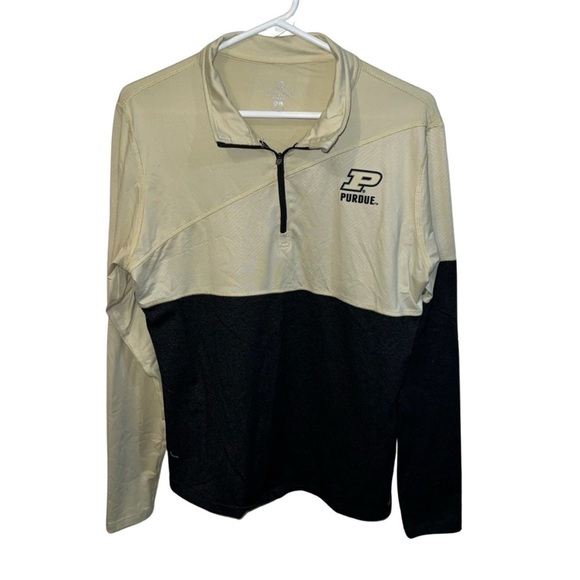 colloseum Tops - Purdue Colosseum Cream and Black Zippered Polo pullover XL